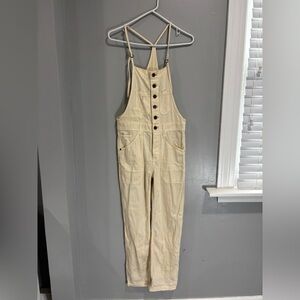 Anthropologie Pilcro Denim Overalls Cream size 26 adjustable straps